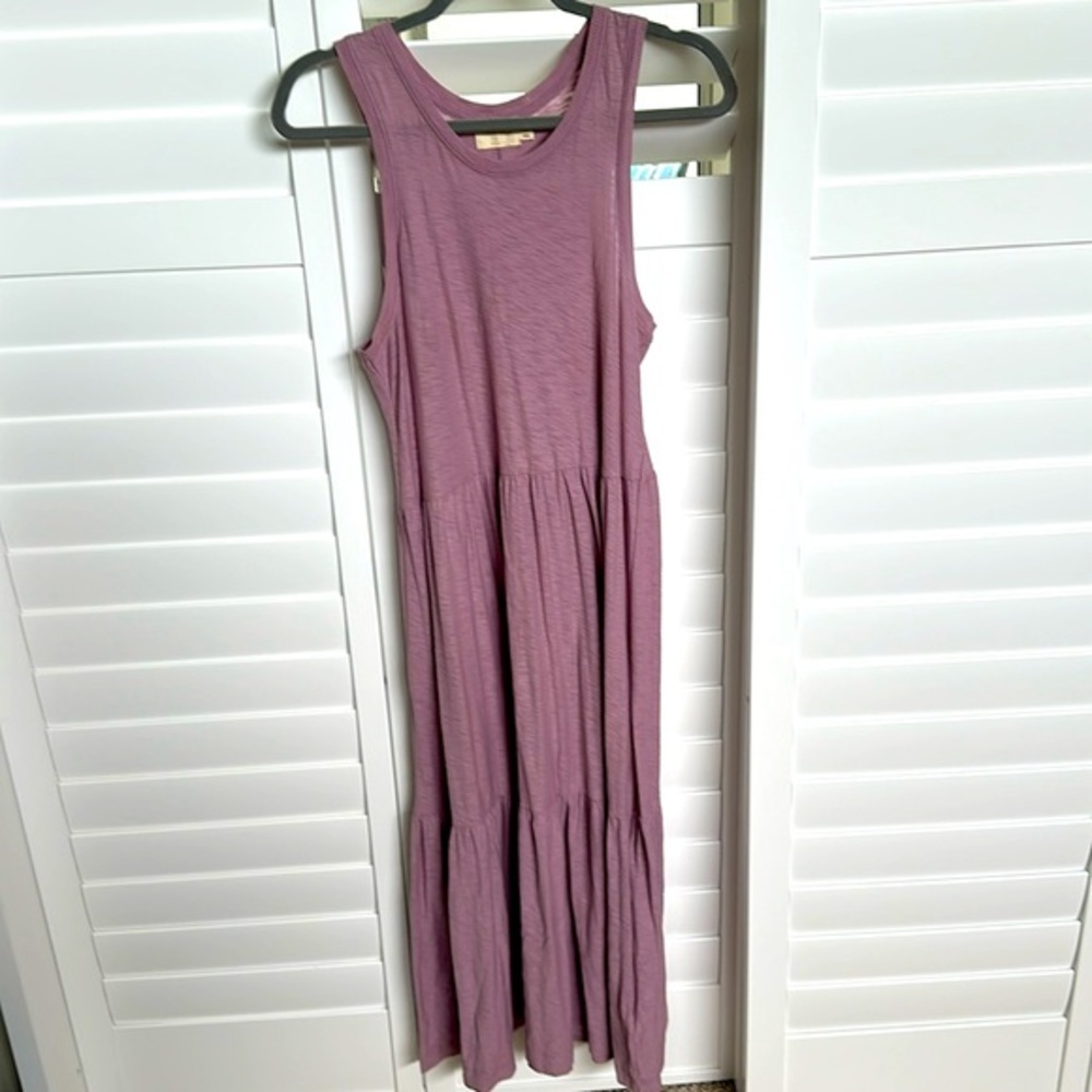 Nation LTD drop waist tiered bottom mauve purple tank midi dress size s 4-6